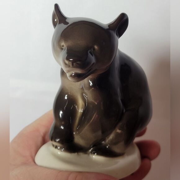Vintage Lomonosov USSR Set Of 3 Porcelain Brown Bear Figurines - Picture 9 of 15